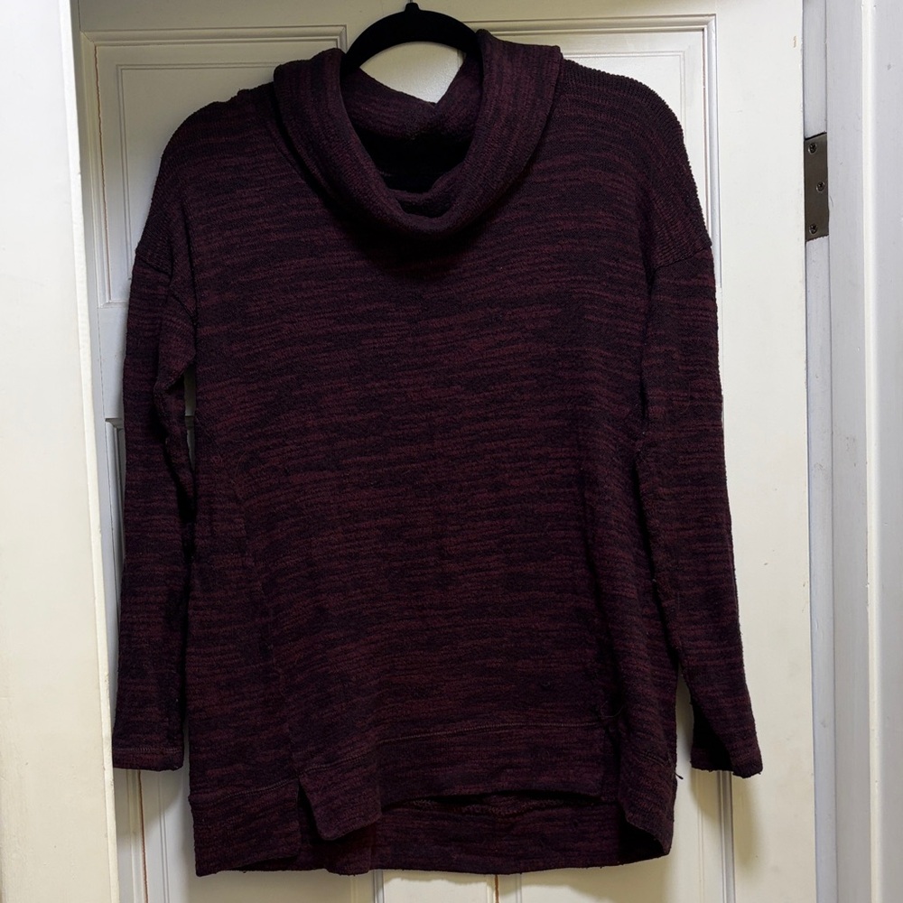 aerie Marled Plum/Black Cowl Neck Sweater